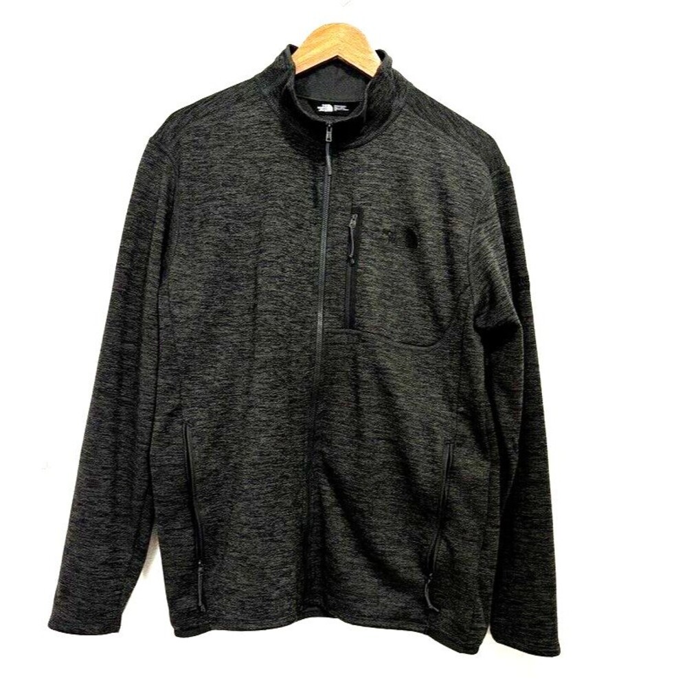 The North Face Mens Dark Gray Soft Shell Fleece-Lined Full-Zip Jacket Large READ